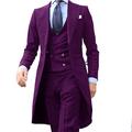 Mens Suits 3 Piece Coat Pants Design Men Suit Long Smoking Jacket Slim Fit 3 Pieces Wedding Suits Men Suit (Jacket+Vest+Trousers),Purple,XL(EUR S)