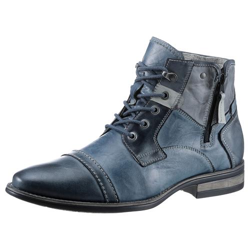 Schnürstiefelette KRISBUT Gr. 42, blau (blau, grau) Herren Schuhe mit herausnehmbarer Textilinnensohle