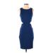 Nicole Miller New York Casual Dress - Midi: Blue Solid Dresses - Women's Size 4
