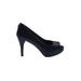 Stuart Weitzman Heels: Slip-on Stiletto Cocktail Blue Print Shoes - Women's Size 5 1/2 - Peep Toe