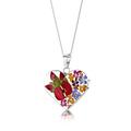 Shrieking Violet 925 Sterling Silver Large Heart Real Flower Pendant Necklace - Assorted Flowers (Multicolour)