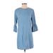 Zara Casual Dress - Shift Crew Neck 3/4 sleeves: Blue Print Dresses - Women's Size Small