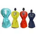 Golf Wood Cover Double Sided Golf Wood Headcover for Driver Fairway Hybrid PU Leather Waterproof