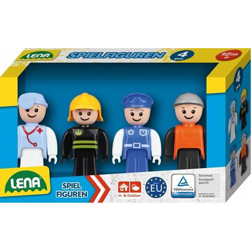 LENA® 04490 - Truxx, Spielfiguren-Set (Doktor, Feuerwehrmann, Polizist, Bauarbeiter), blau, 4-teilig - Simm