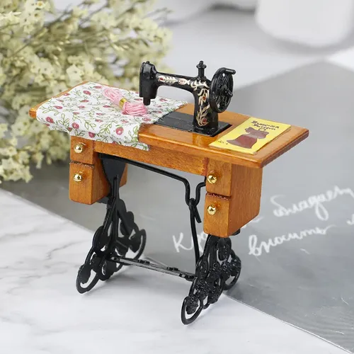 Puppenhaus Decor Miniatur Möbel Holz Nähen Maschine für Puppen Haus Spielzeug