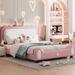 PU Princess Bed, Full/Twin Platform Bed Upholstered Bed with Headboard and Footboard