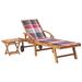 vidaXL Patio Lounge Chair Outdoor Sunbed Sunlounger with Cushion Solid Teak - 76.8" x 23.4" x 13.8"