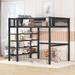 Twin Size Metal Loft Bed Metal Platform Twin Bed Frame with 4-Tier Shelves Headboard and Storage Design for Your Children