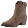 Cowboy Stiefelette TAMARIS, Damen, Gr. 39, braun, Veloursleder, unifarben, modisch, Schuhe Cowboyboots Cowboy-Stiefelette Stiefelette, Blockabsatz, Festival, Western-Boots mit modischen Kontrastnähten