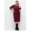 Etuikleid SHEEGO "Große Größen", Damen, Gr. 46, Normalgrößen, rot (weinrot), Obermaterial: 70% Polyester, 25% Viskose, 5% Elasthan, unifarben, klassisch, figurbetont knieumspielend, Rundhals, 3/4-Ärmel, Kleider, mit 3/4- Arm, im Materialmix