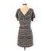 Ann Taylor LOFT Casual Dress - Mini: Black Chevron/Herringbone Dresses - Women's Size Small