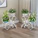 Plant Stand Heart Shaped Set of 2 Metal Flower Racks Potted White