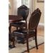 Traditional Faux Leather Side Chairs with Upholstered Seat & Nailhead Trim, Back with Art Carving, Set of 2, Brown