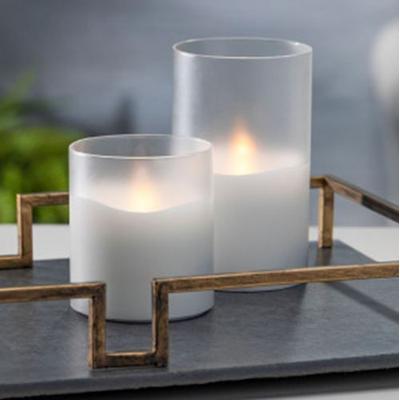 Frosted Glass LED Flameless Candle White, Medium, White