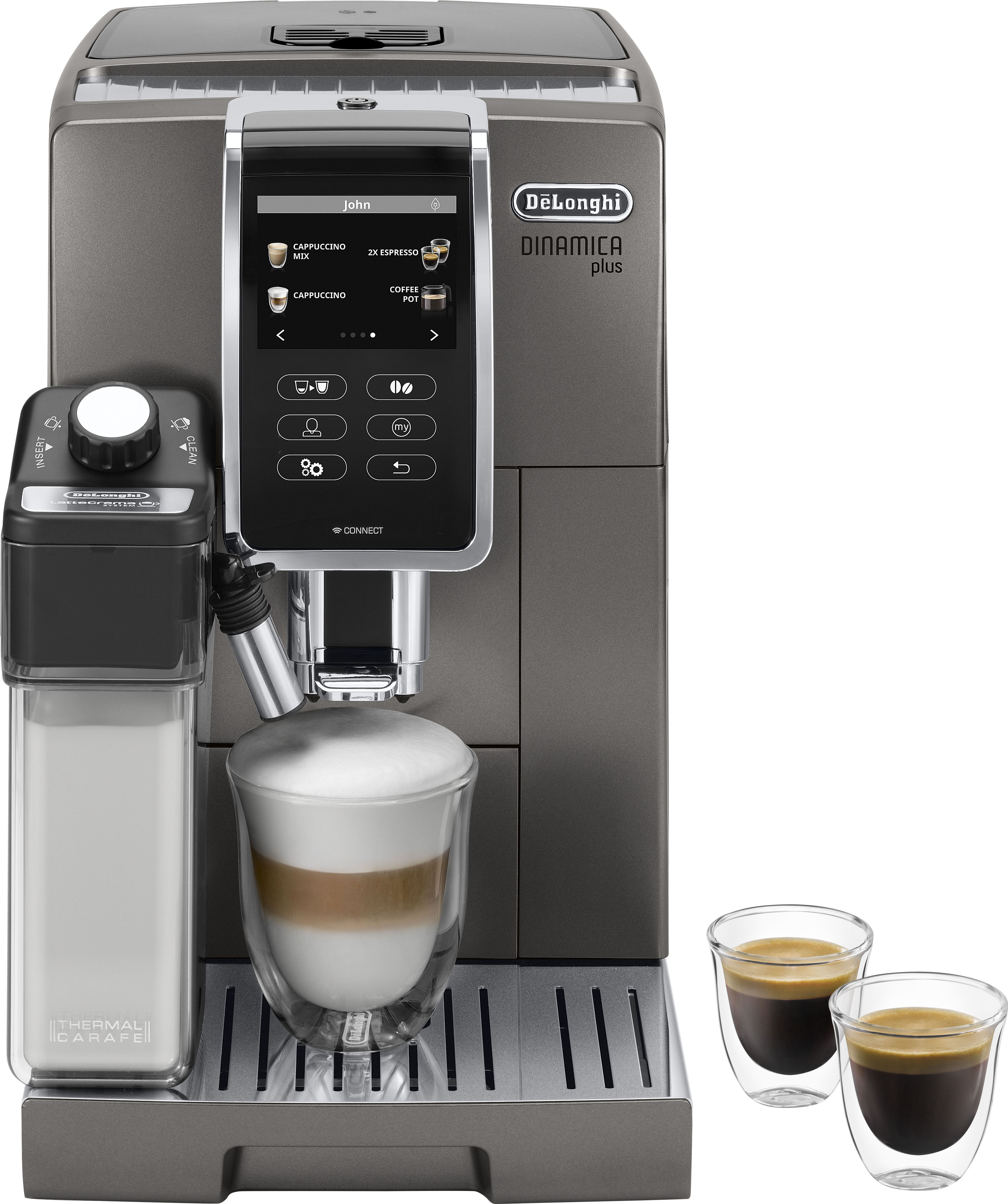 „DE’LONGHI Kaffeevollautomat „“Dinamica Plus ECAM 370.95.T““ Kaffeevollautomaten silberfarben Kaffeevollautomat“