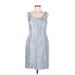 Jessica Howard Casual Dress - Sheath: Blue Jacquard Dresses - Women's Size 6