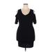 Calvin Klein Casual Dress - Mini V Neck Short Sleeve: Black Solid Dresses - Women's Size 6