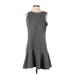 Banana Republic Casual Dress - A-Line Crew Neck Sleeveless: Gray Print Dresses - Women's Size Small