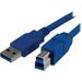 StarTech 1' (0.3m) SuperSpeed USB 3.0 A to B Cable Male/Male (Blue) USB3SAB1