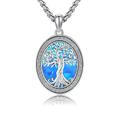 ONEFINITY Tree Of Life Necklace 925 Sterling Silver Tree Of Life Pendant Blue Opal Family Tree Of Life Jewellery Gift For Women Men