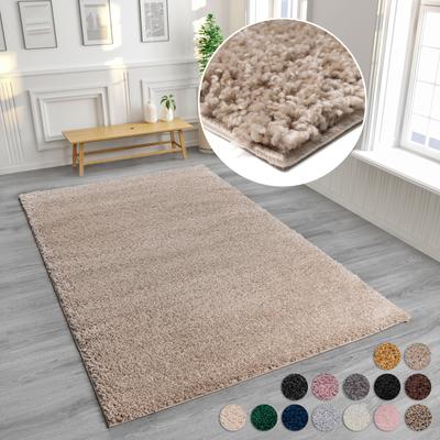 Hochflor-Teppich MY HOME "Viva" Gr. 3, beige, B:120cm H:45mm L:180cm, Kunstfaser, Teppiche, Uni Farben, einfarbig, besonders weich und kuschelig, Kundenliebling Image