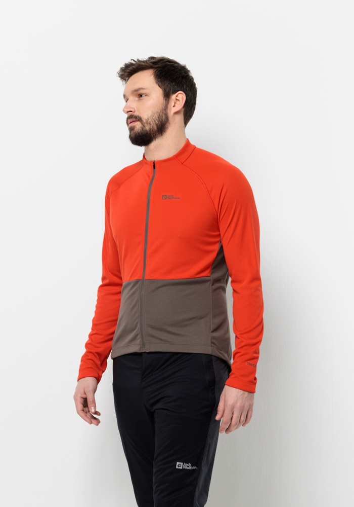 Fahrradjacke JACK WOLFSKIN "MOROBBIA FZ L/S M", Gr. XL (54/56), rot (strong, rot), OBERSTOFF 100% POLYESTER LINING 100% POLYESTER, Jacken Image