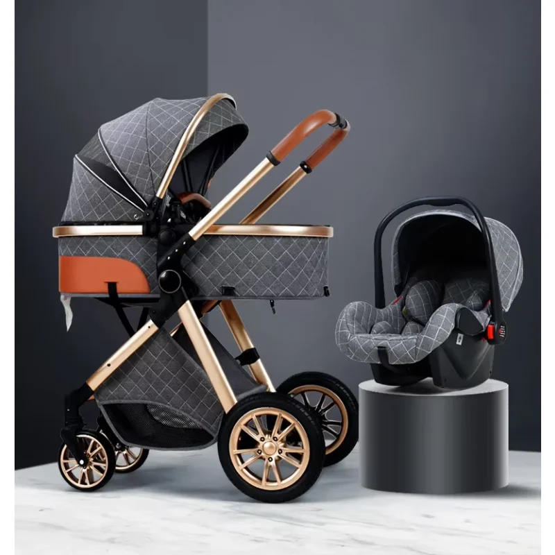 2025 Neuer Kinderwagen Hochlandschaft 3-in-1-Kinderwagen Luxus-Kinderwagen Babywiege Babytrage Kinderwagen Auto 2in1