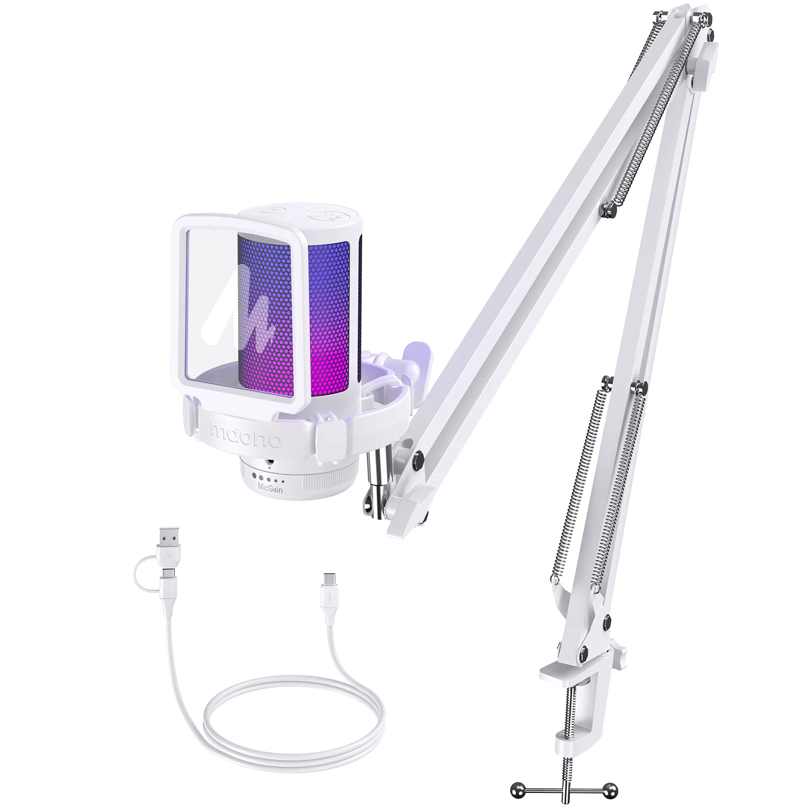 Maono Gamerwave DGM20S USB-Mikrofon Gaming-Mikrofon Kondensatormikrofon RGB-Mikrofon mit Geräuschunterdrückung, Mikrofonverstärkung, RGB-Beleuchtung, Ein-Tasten-Stummschaltung Image