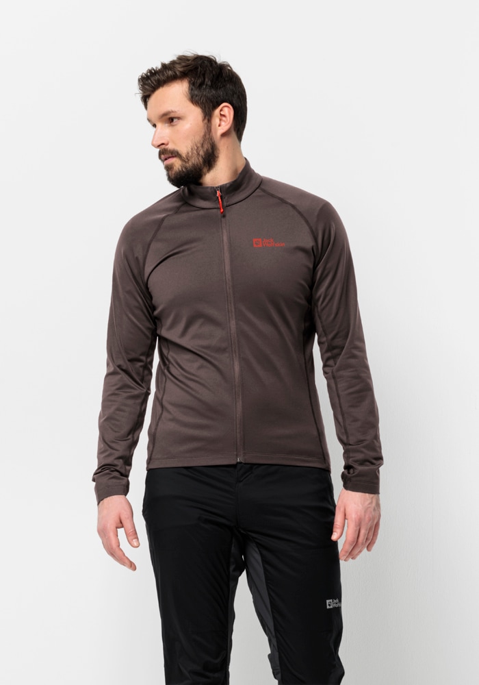 Fahrradjacke JACK WOLFSKIN "MOROBBIA FZ M", Herren, Gr. XL (54/56), rot (rot, earth), OBERSTOFF 91% POLYESTER, 9% ELASTHAN LINING 100% POLYESTER, Jacken Image