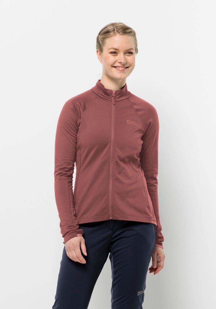 Fahrradjacke JACK WOLFSKIN "MOROBBIA FZ W", Damen, Gr. XL (46), rot (apple, butter), OBERSTOFF 91% POLYESTER, 9% ELASTHAN LINING 100% POLYESTER, Jacken Image