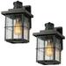 Stan 10.6" High Black Glass Outdoor Wall Light Set of 2