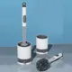 Toilet Brush Set Detergent Refillable Wall-Mounted with Holder Silicone TPR Brush for Corner