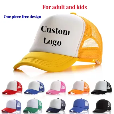 Custom Brand LOGO Personality DIY Print Trucker Hat For Kids Net Baseball Cap Men Women Blank Mesh