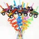 8pcs Monster Truck Drinking Straw for Monster Truck Birthday Party Supplies Reusable Race Car Straw