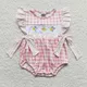 Wholesale Baby Girl Newborn Happy Birthday Romper Bubble Embroidery Pink Plaid Bow Jumpsuit Kid