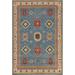 Blue Geometric Kazak Oriental Area Rug Handmade Wool Carpet - 6'8" x 9'7"