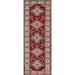 Red Geometric Kazak Runner Rug Handmade Oriental Wool Carpet - 2'9" x 10'1"