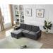 Velvet Sectional Sofa Reversible Chaise with Pull out Sleeper
