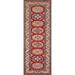 Red Geometric Kazak Oriental Runner Rug Hand-Knotted Wool Carpet - 2'8" x 9'4"