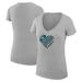 Women's G-III 4Her by Carl Banks Heather Gray Philadelphia Eagles Heart Graphic V-Neck Fitted T-Shirt