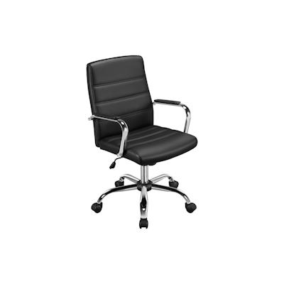 Yaheetech Bürostuhl, ergonomischer Schreibtischstuhl, Drehstuhl bis 130 kg belastbar, höhenverstellbarer Bürodrehstuhl mit Armlehnen, Schwarz Image