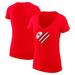 Women's G-III 4Her by Carl Banks Red Tampa Bay Buccaneers Heart Graphic V-Neck Fitted T-Shirt