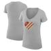 Women's G-III 4Her by Carl Banks Heather Gray Washington Commanders Heart Graphic V-Neck Fitted T-Shirt