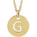 14ct Yellow Gold Letter Name Personalized Monogram Initial G 10mm 16 Polished Initial Disc Necklace Jewelry Gifts for Women - 46 Centimeters