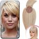 Elailite Hair Toppers For Thinning Hair Women Real Hair With Fringe Clip in Hair Extension Hair Piece - 130% Density (#18/613 Ash Blonde Mix Bleach Blonde, 12 Inch)