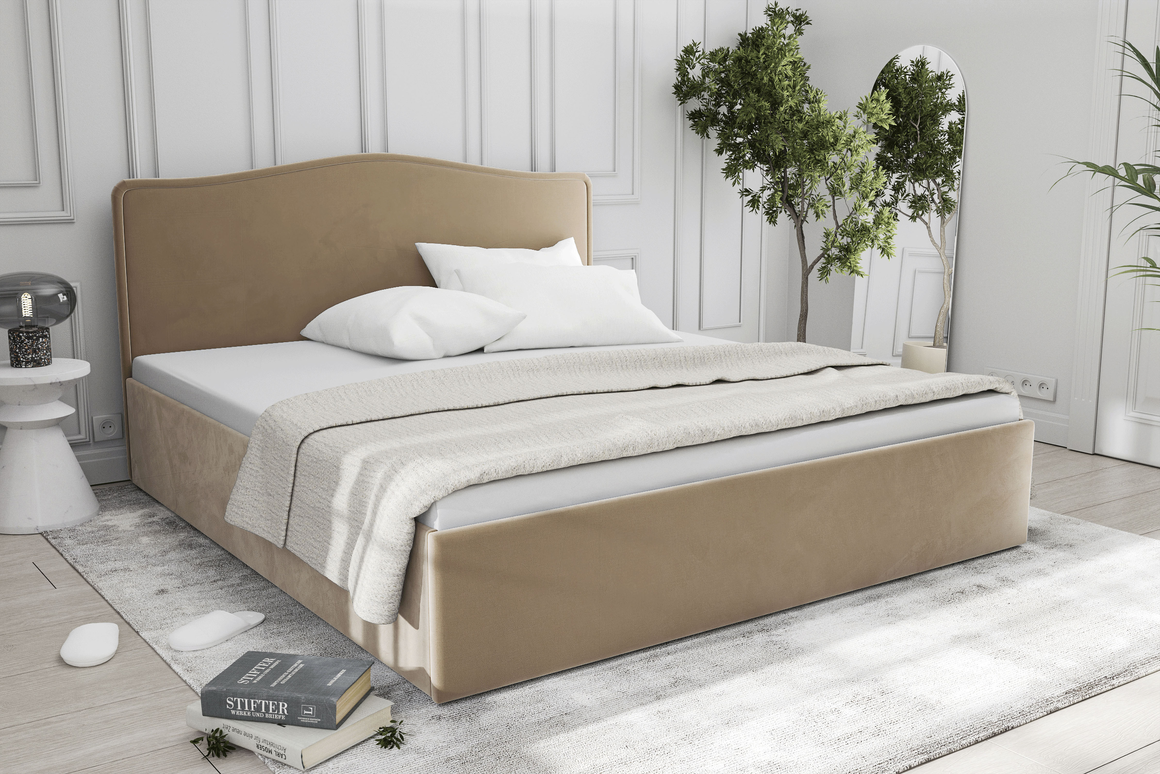 Polsterbett "Graz", beige, L:210cm, Bezug 100% Polyester, Polsterung: Polsterwatte, Material Gestell: gepolsterter Holzwerkstoff, WESTFALIA SCHLAFKOMFORT, Betten, wahweise mit Stauraum, verschiedene Matratzenarten wählbar Image
