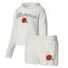 Women's Concepts Sport White Cleveland Browns Fluffy Pullover Sweatshirt & Shorts Sleep Set