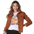 K Jordan Colored Jean Jacket (Size 3X) Gingerbread, Cotton,Spandex