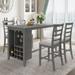 Multi-Functional Counter Dining Set, Modern 5-Pieces Bar Wine Compartment Set with Wineglass Holders and 4 Padded Dining Chairs