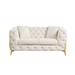 Contempo Modern Transitional Style Upholstery Loveseat Made with Buckle Fabric & Golden Accent Legs